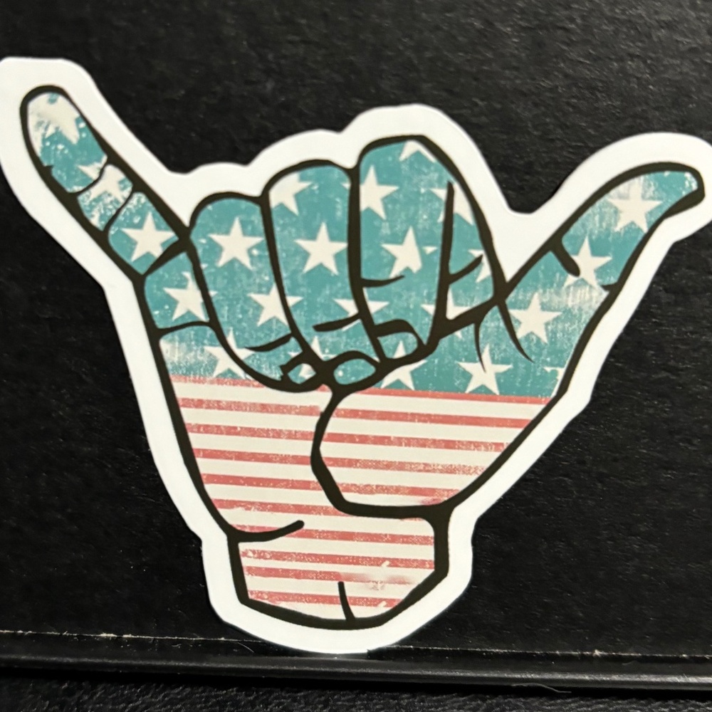 STARS AND STRIPES " HANG 10" HAND GESTURE STICEKR